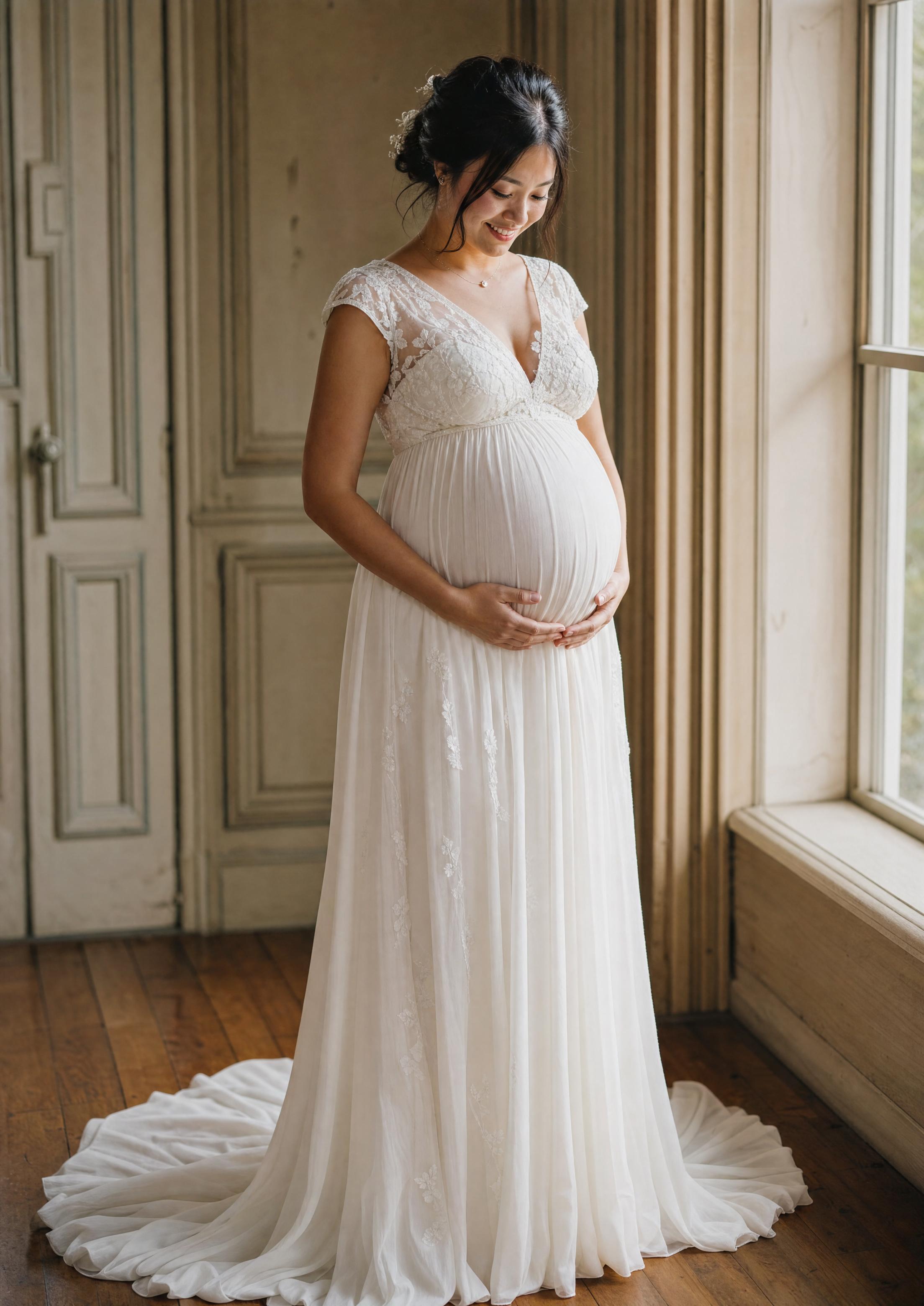 a line wedding dress pregnant Liberty Maternity Wedding Gown (Ivory)