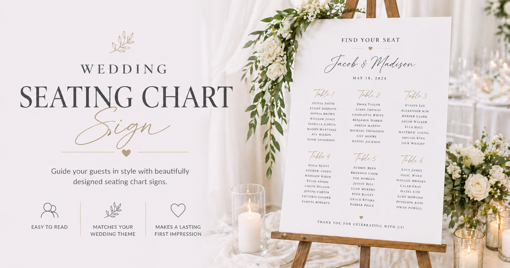 Wedding Seating Chart Sign — Free Alphabetical Template | planning.wedding